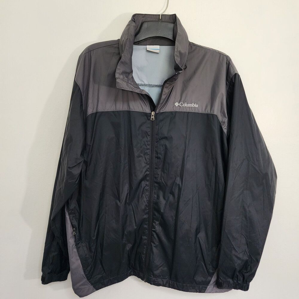 Columbia Mens Windbreaker Jacket Sz XL Colorblock Hooded packable Full Zip